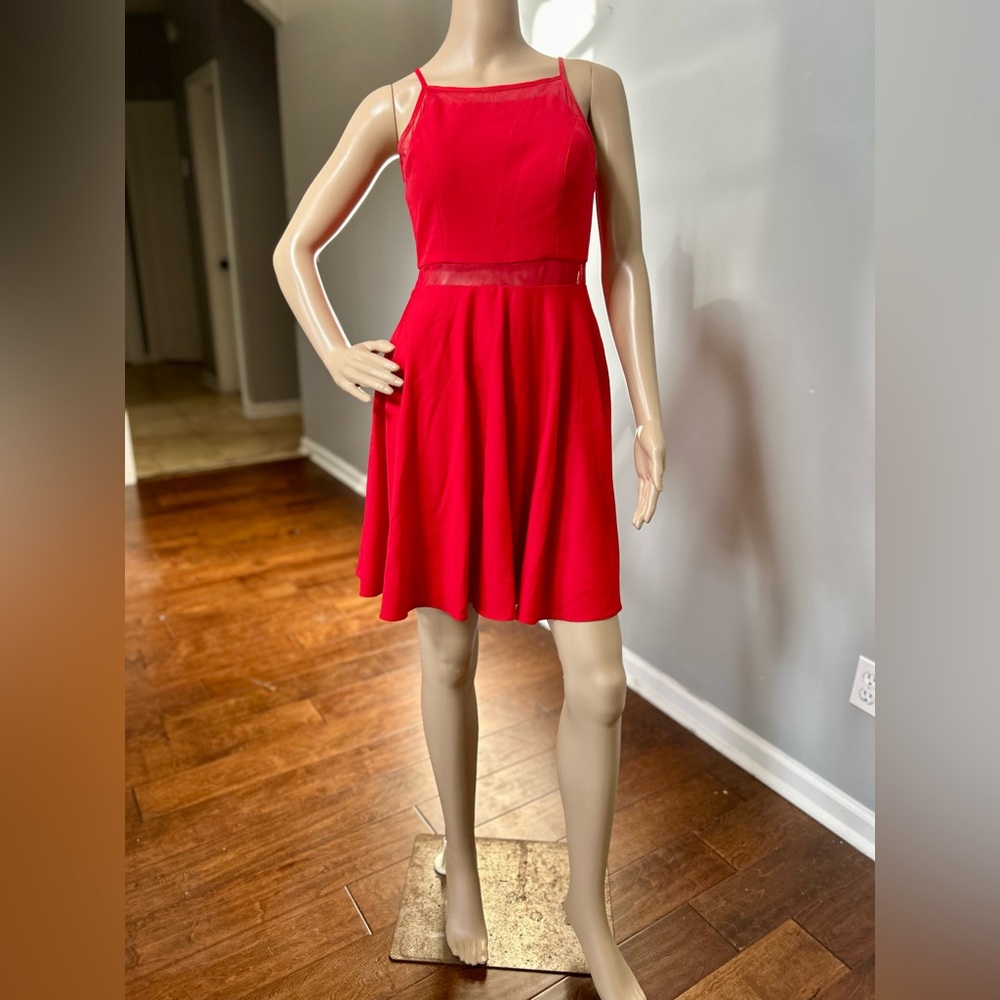 Dear Moon Red High Neck Skater Dress